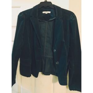 LOFT Velvet Peplum Blazer ( Teal)